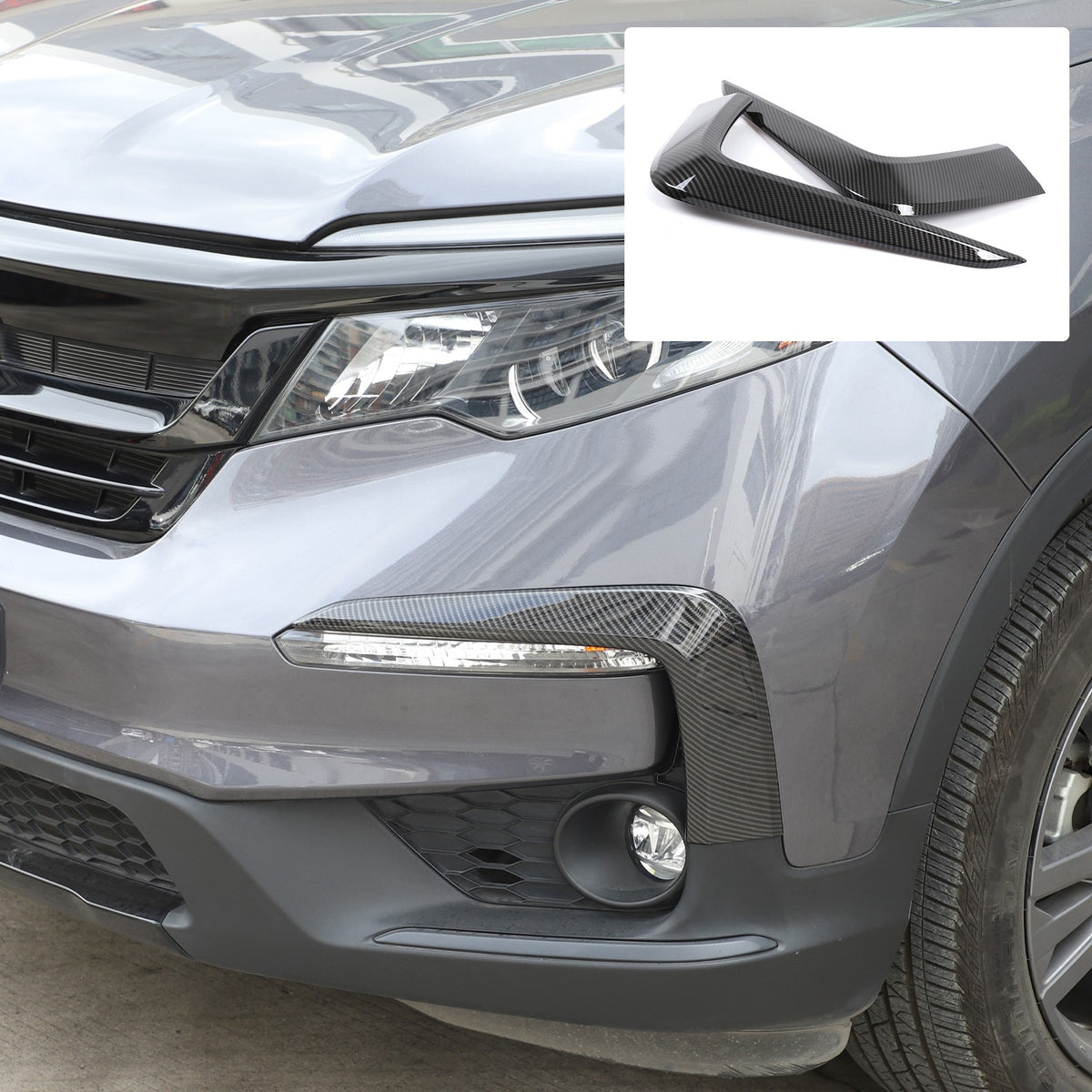 Carbon Fiber ABS Front Bumper Side Air Intake Trim For Honda Pilot 2015-2022 9