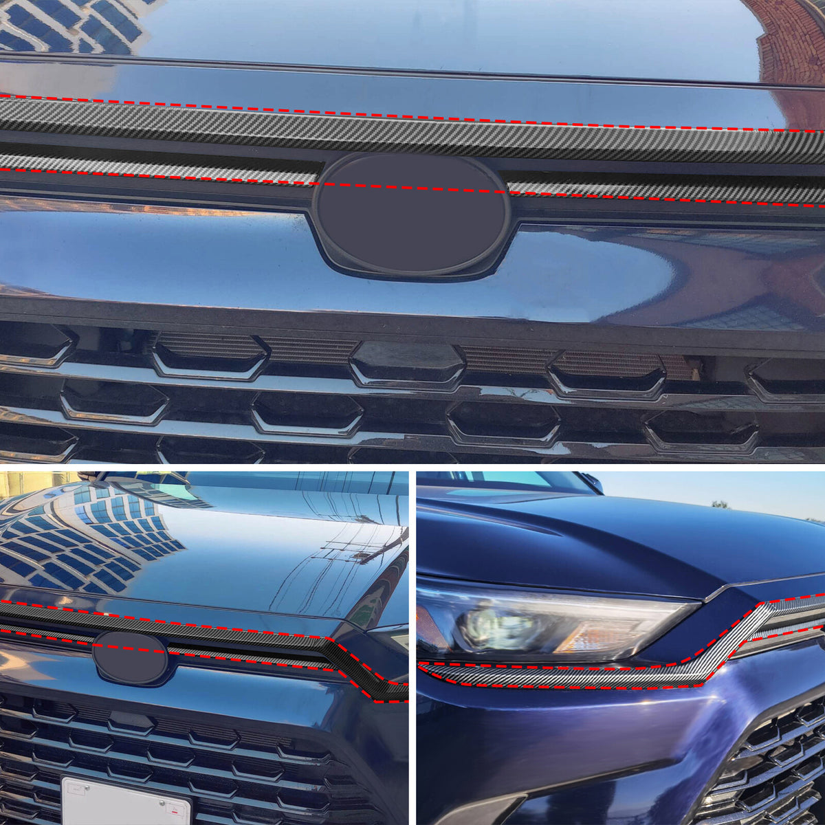 Glossy Black ABS Front Hood Trim Strip Trim For Toyota Grand Highlander 2024+ US 19