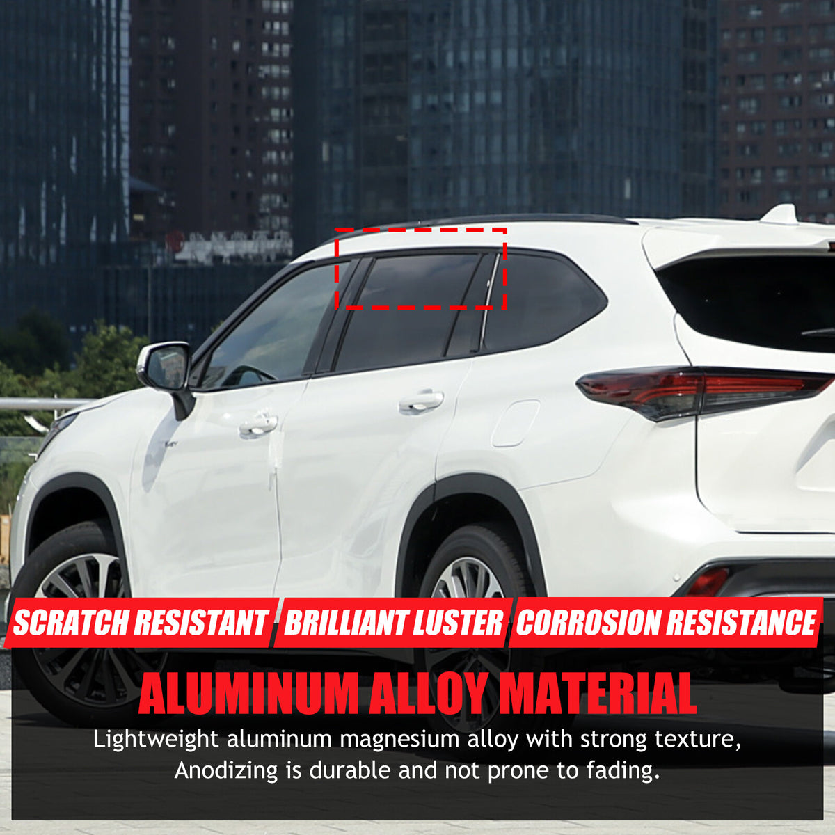 Rear Door Window Louver Air Vent Panel Trim Cover For Toyota Highlander 2022+ 11