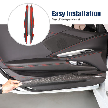Real Honeycomb Carbon Fiber Interior Inner Door Panel Cover Trim for Corvette C8 3