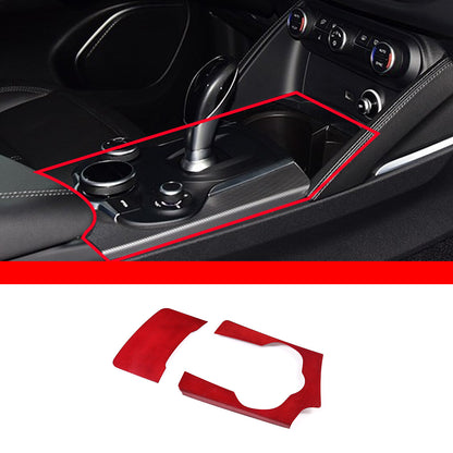 Red Carbon Fiber Gear Shift Panel Cover Trim For Alfa Romeo Stelvio 07-19 2