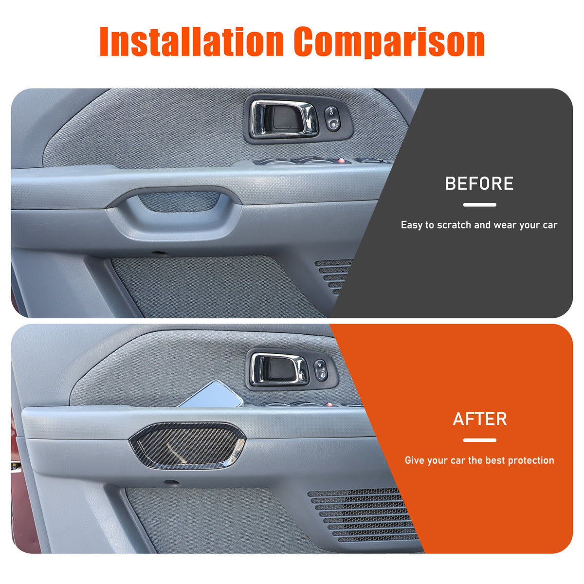 ABS Carbon Fiber Door Panel Armrest Handle Bowl Trim For Honda Pilot 03-08 US 4