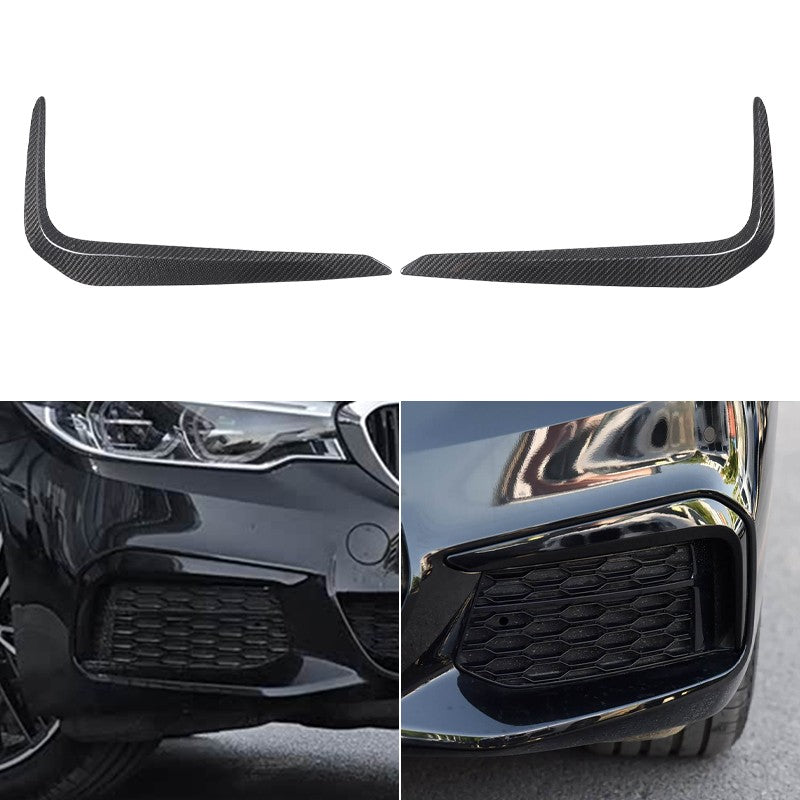 Real Carbon Fiber Front Fog Light Lamp Strip Trim For BMW 5 Series G30 2018-2020 1