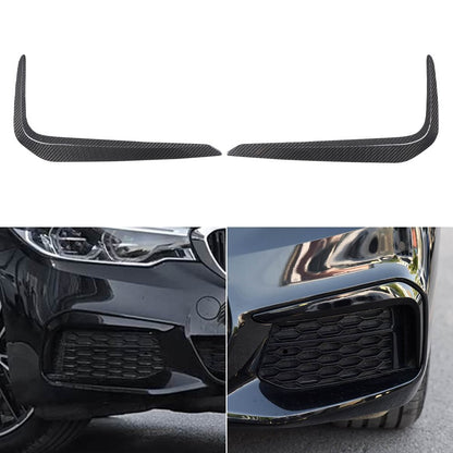 Real Carbon Fiber Front Fog Light Lamp Strip Trim For BMW 5 Series G30 2018-2020 1