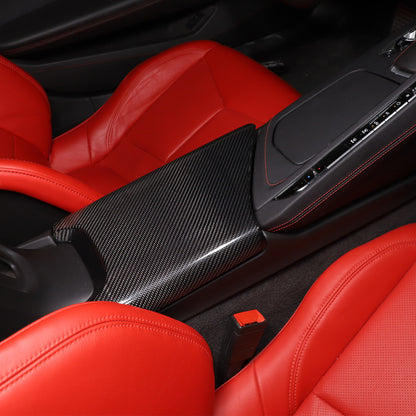 Real Carbon Fiber Center Console Armrest Box Cover Trim For Corvette C8 2020-26 6