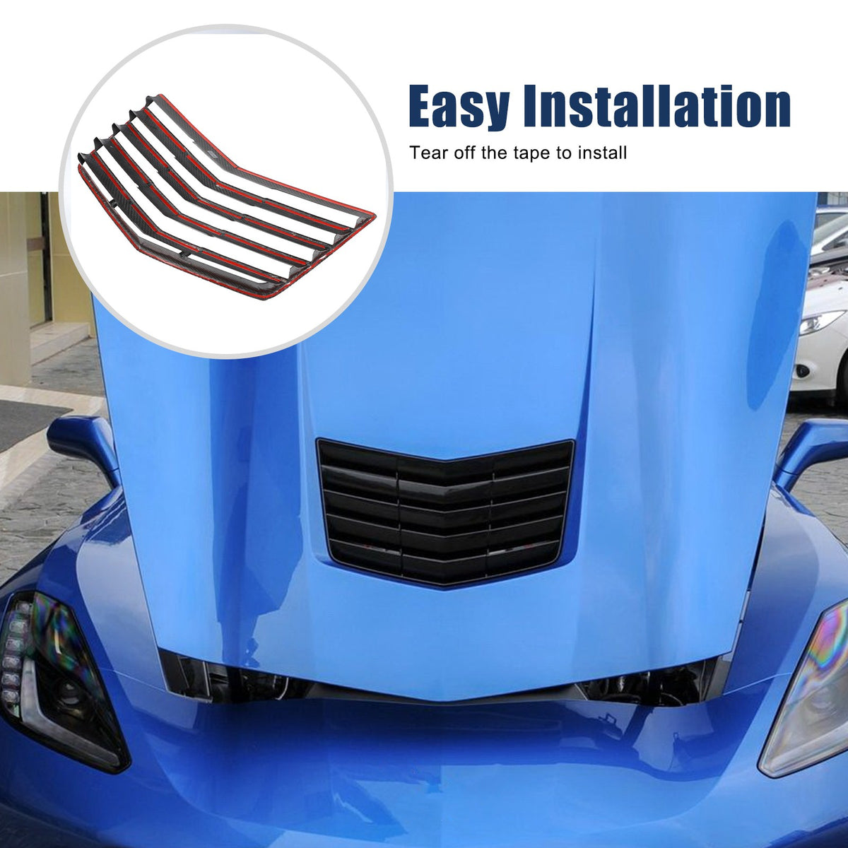 Real Carbon Fibe Front Bumper Hood Vent Louver Cover Kit For Corvette C7 2014-19 14