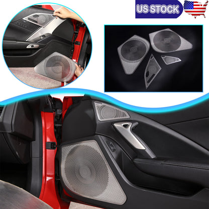 Stainless Stee Door Horn Net Speaker Net Patch For Corvette C7 2014-19 US 1