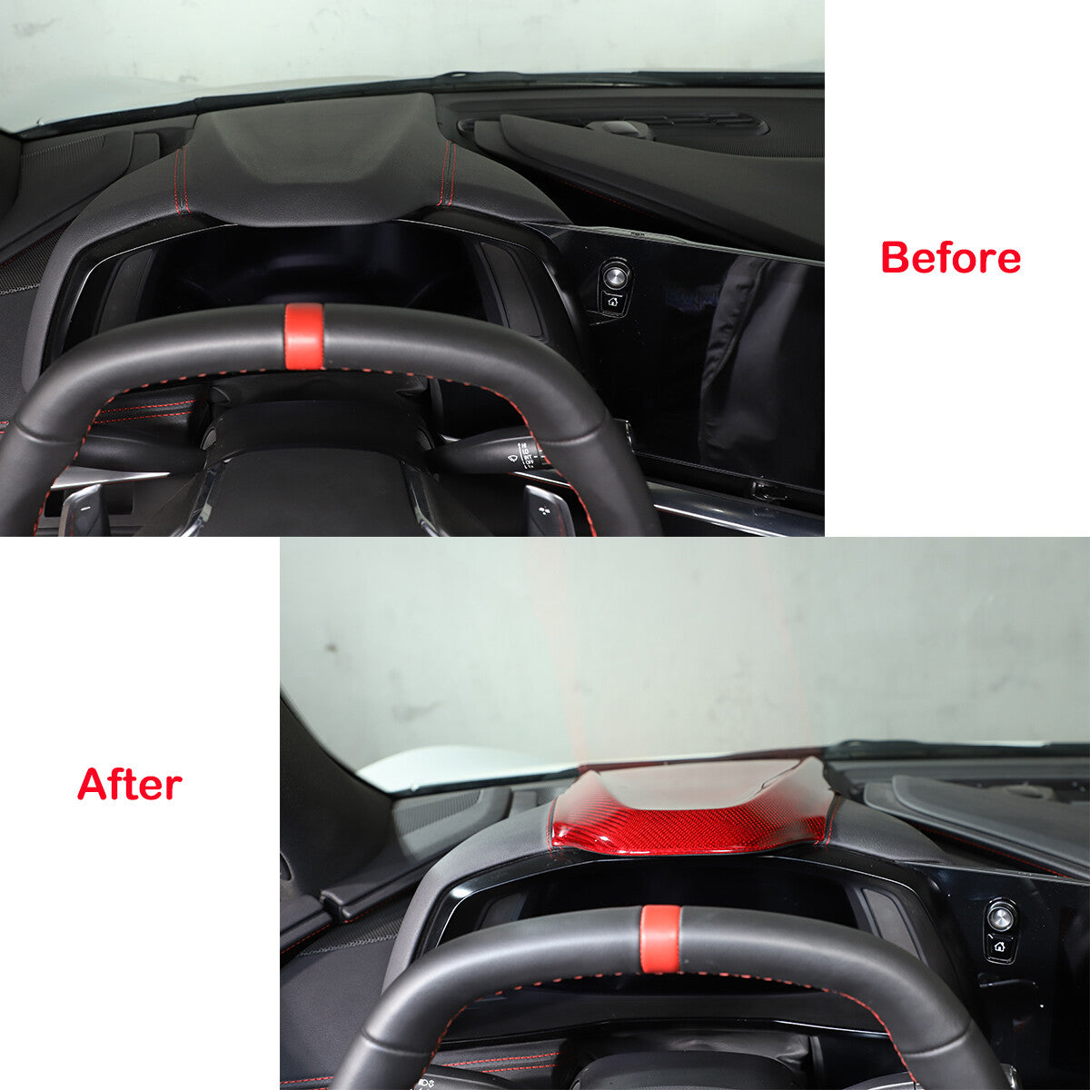 Red Real Carbon Fiber Full Interior Set Decor Trim Kit for Corvette C8 20-25 - Styles 1-5 9