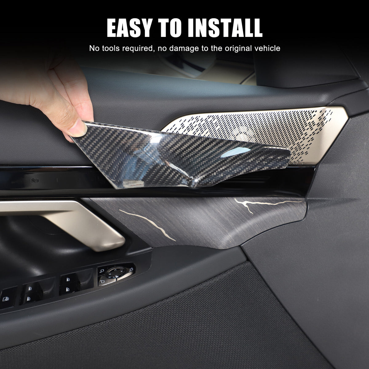 Real Carbon Fiber Interior Door Handle Cover Trim For BMW 5 Series G60 i5 2024+ 22