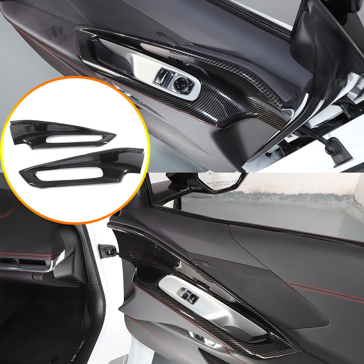 Carbon Fiber ABS Window Lift Switch Button Trim Panel For Corvette C8 2020-2026 1