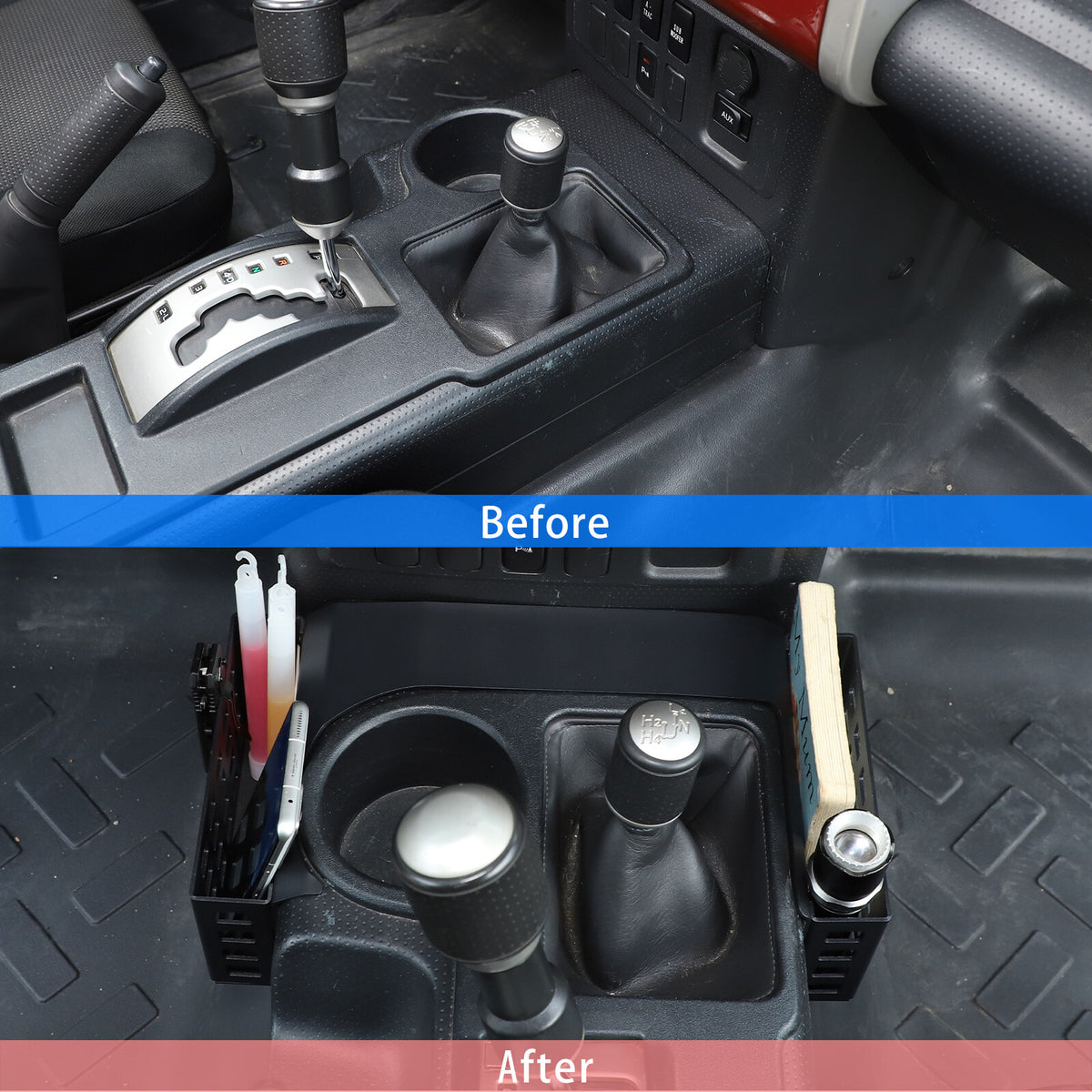 Interior Gear Shift Side Storage Box Two Baskets For Toyota FJ Cruiser 2007-21 3