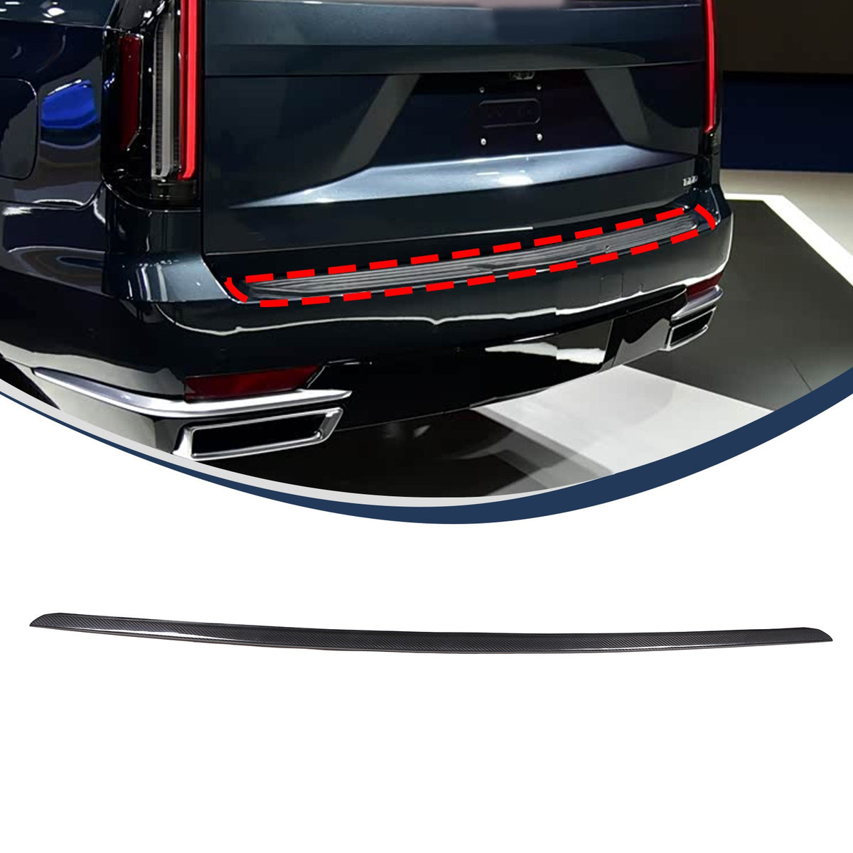 Real Carbon Fiber Rear Emblem Trim For Cadillac Escalade 2021-2023 15