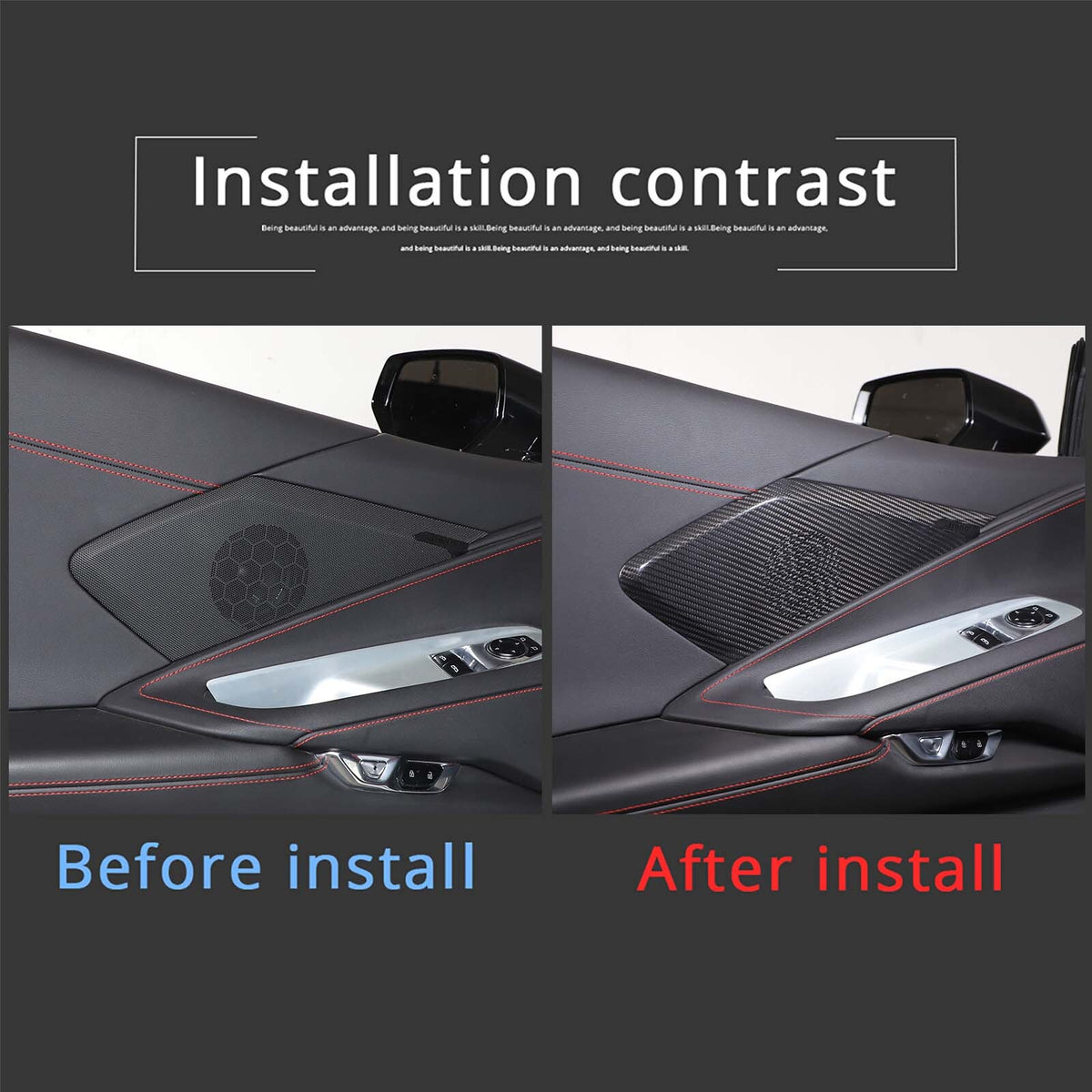 Real Carbon Fiber Side Door Speaker Cover Horn For C8 Corvette 1LT 2020-26 4