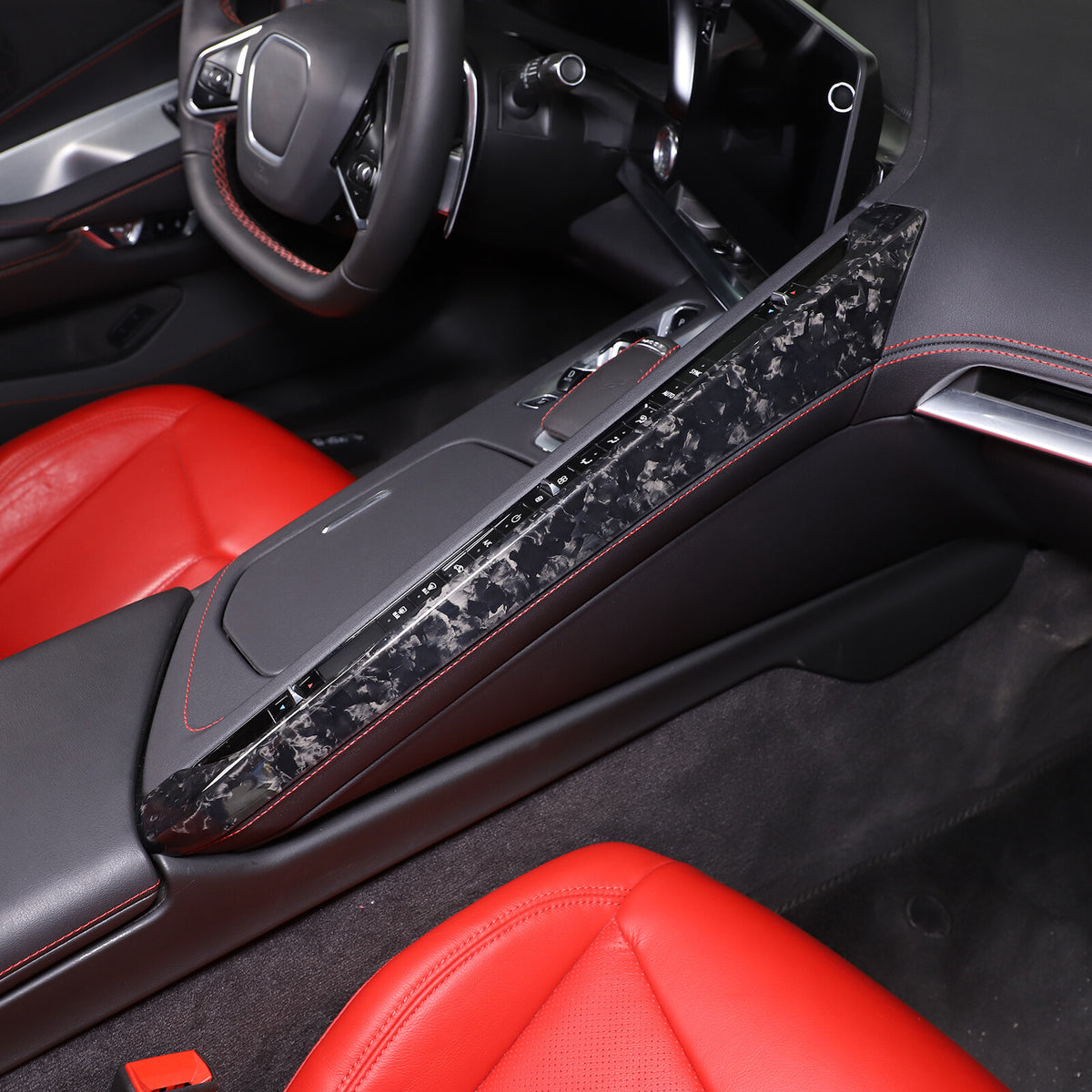 Forged Carbon Fiber Center Console Passenger Side Trim For Corvette C8 2020-25 1