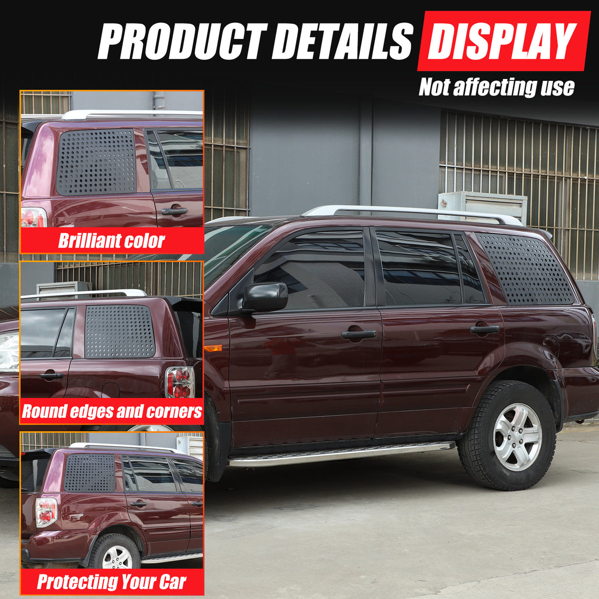 Exterior Rear Quarter Door Window Pillar Cover Trim For Honda Pilot 2003-2008 2