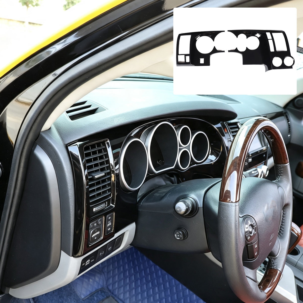 Glossy Piano Black ABS Instrument Panel Trim Cover For Toyota Tundra 2007-2013 20