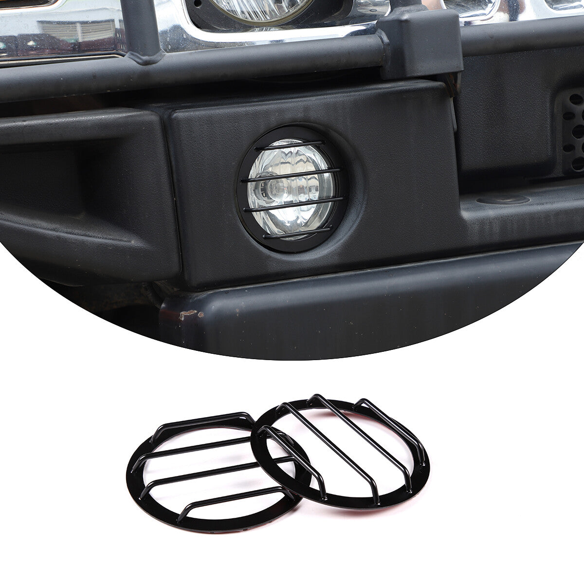 2pcs Carbon steel Front Fog Light Lamp Silver Cover Trim For Hummer H2 2003-2009 1