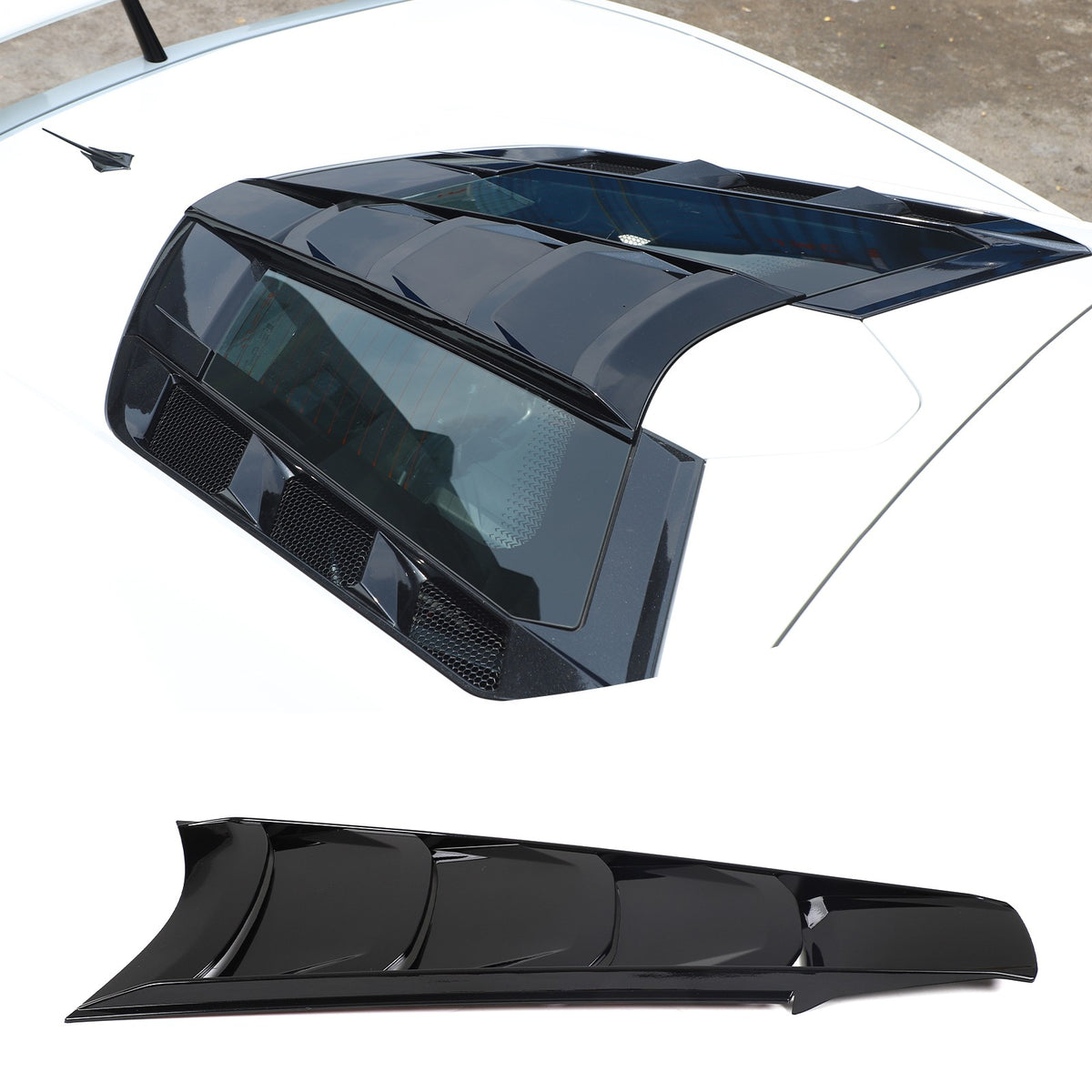 Piano Black Rear Split Window Applique Louver Trim For Corvette C8 Z51 2020+ 18