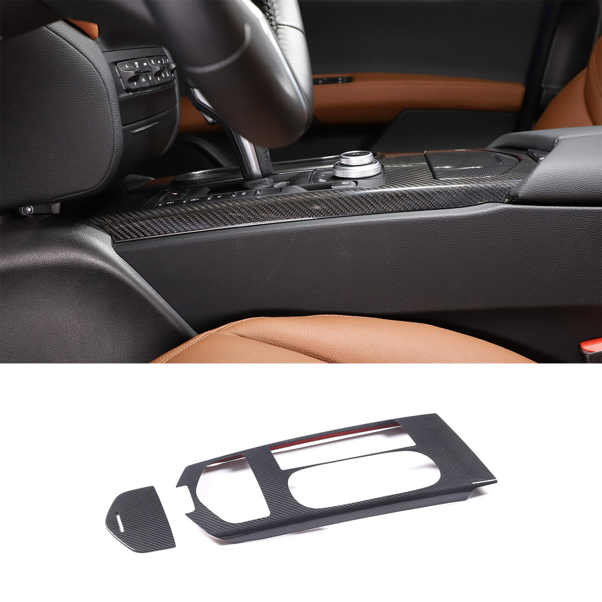 Center Control Gear Panel Trim Carbon Fiber Cover For Maserati Ghibli 2017-2023 5