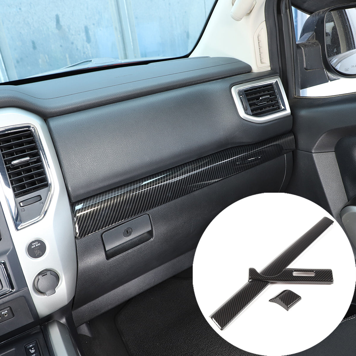 ABS Carbon fiber Dashboard Center Console Trim Cover for Nissan Titan 2016-23 3