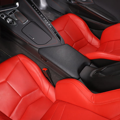 ABS & PU Leather Center Console Armrest Box Cover For Corvette C8 2020-26 9