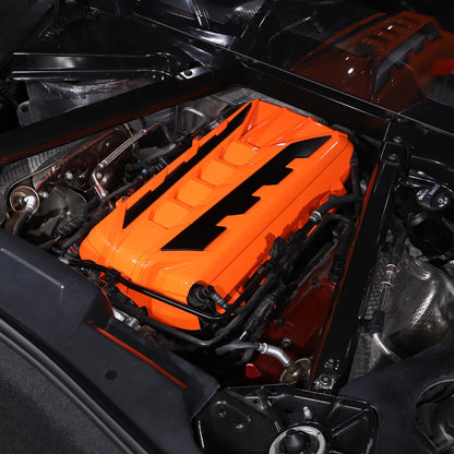 Orange Engine Bay Panel Cover Trim in Edge Black For Corvette Coupe C8 20-26 US 2