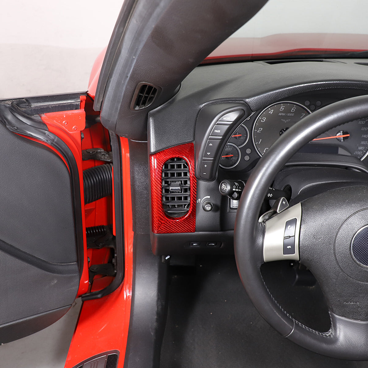 Red Real Carbon Fiber Interior Dashboard Side Air Vent Trim For Corvette C6 5