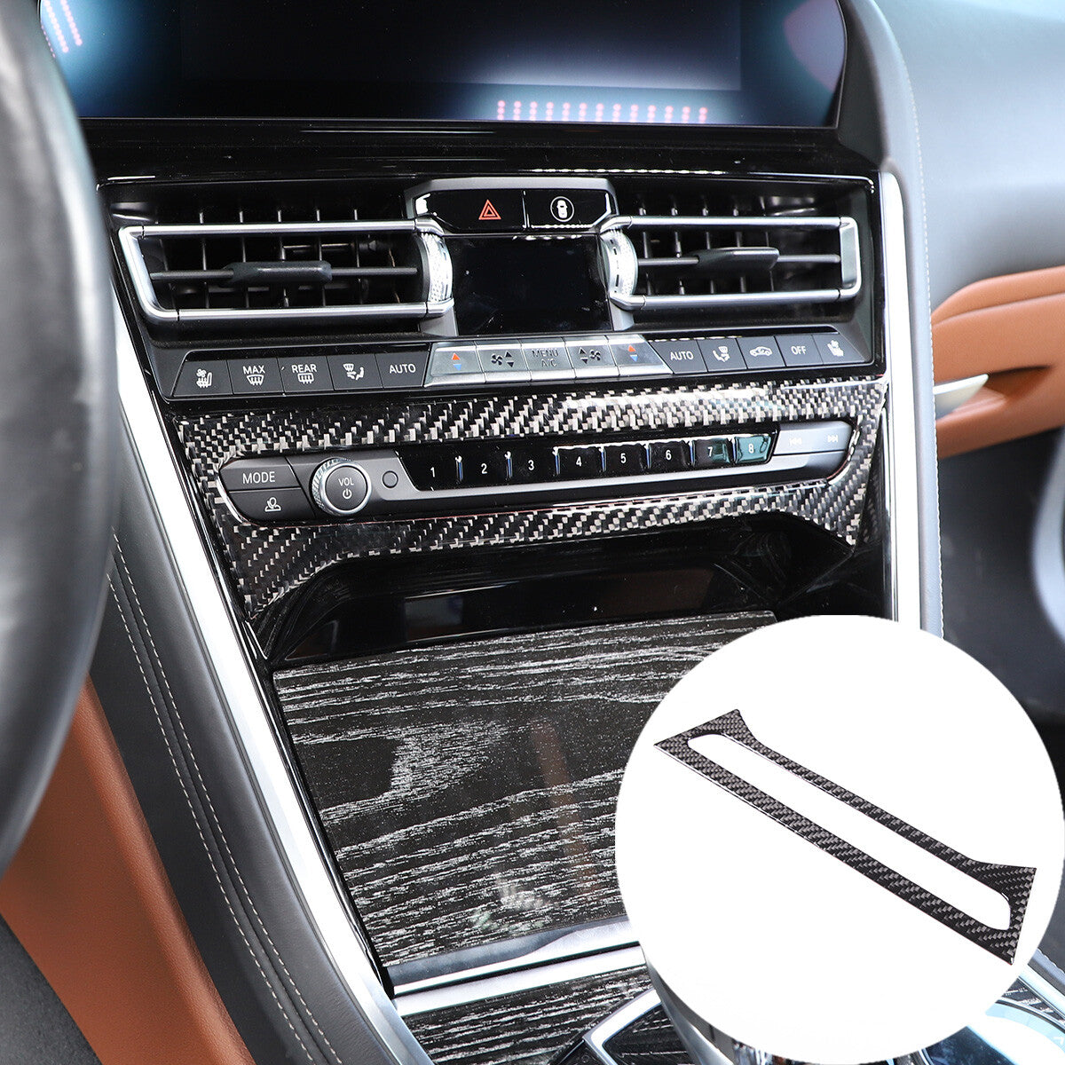 4pcs Carbon Fiber Console Gear shift Panel Trim Cover For BMW 8 Series G15 19-22 11