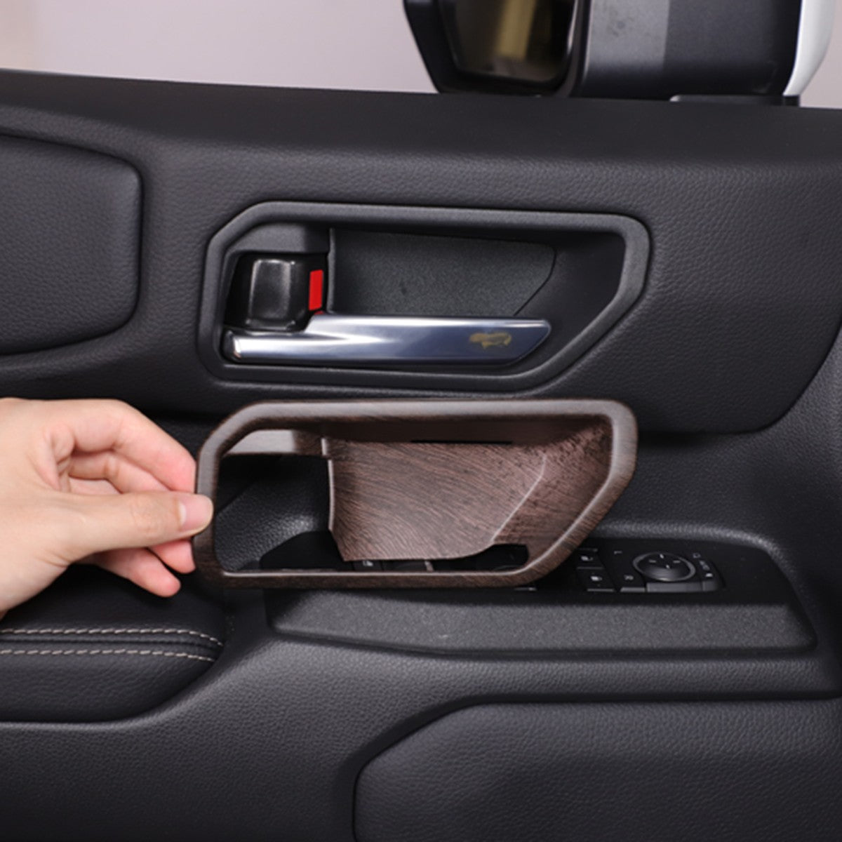 Grain Interior Door Handle Bowl Frame Trim For Toyota Land Cruiser LC250 24+ US 3