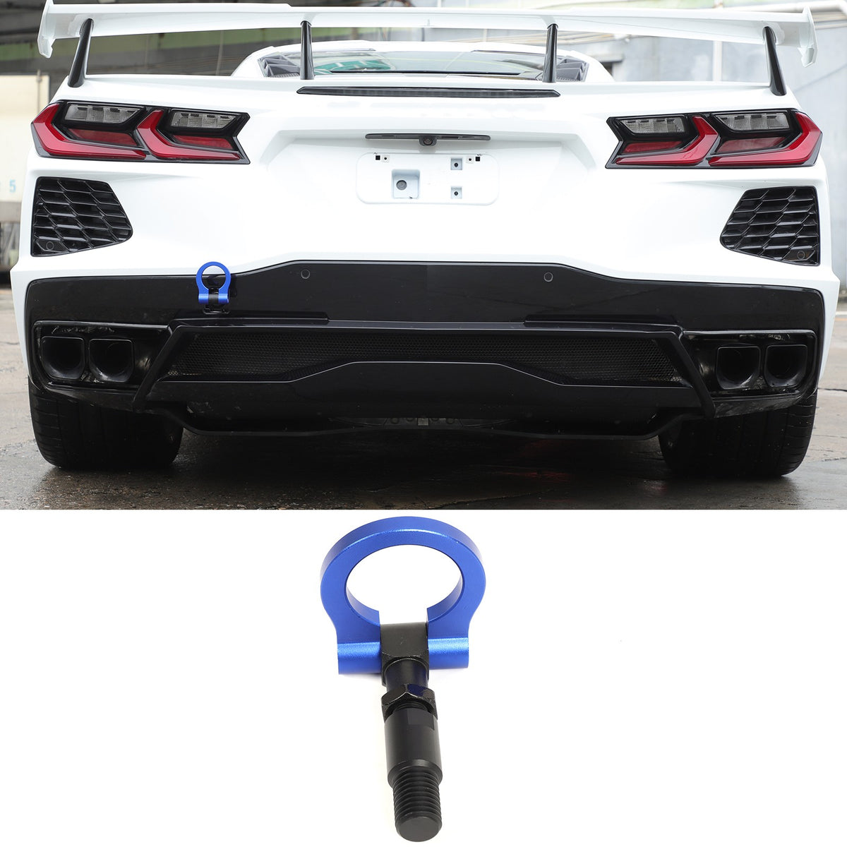 Blue Aluminum Front & Rear Track Racing Tow Hook Trailer For Corvette C8 2020+US 20