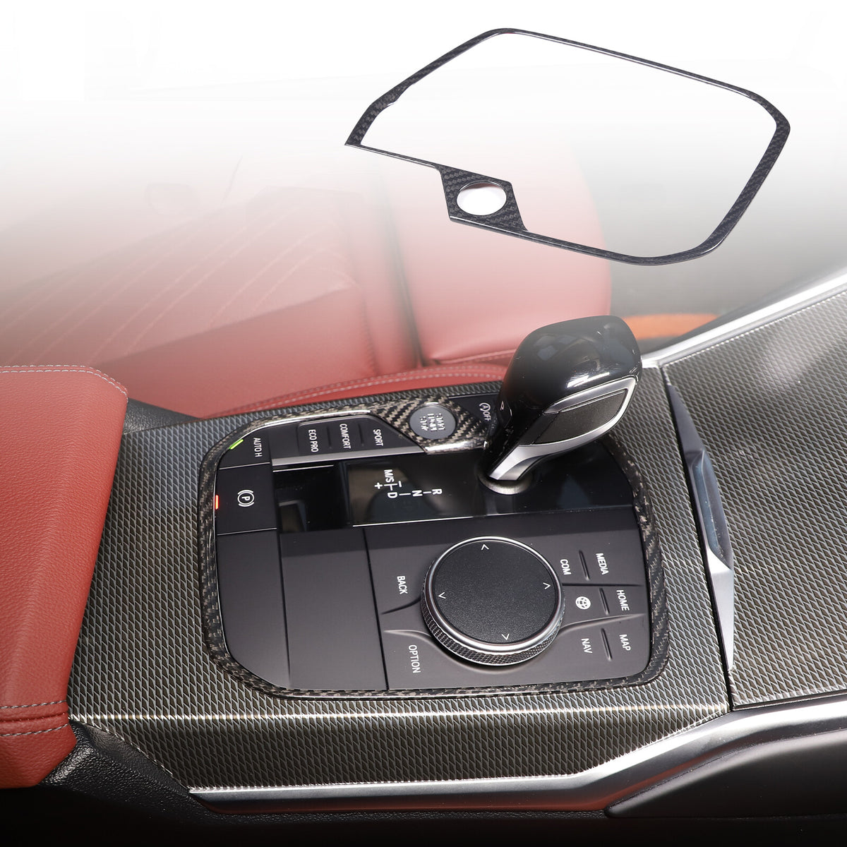 Dry Carbon Fiber Conosle Gear Shift Trim Frame Fits BMW X5 X6 X7 XM 2019-2023 US 17