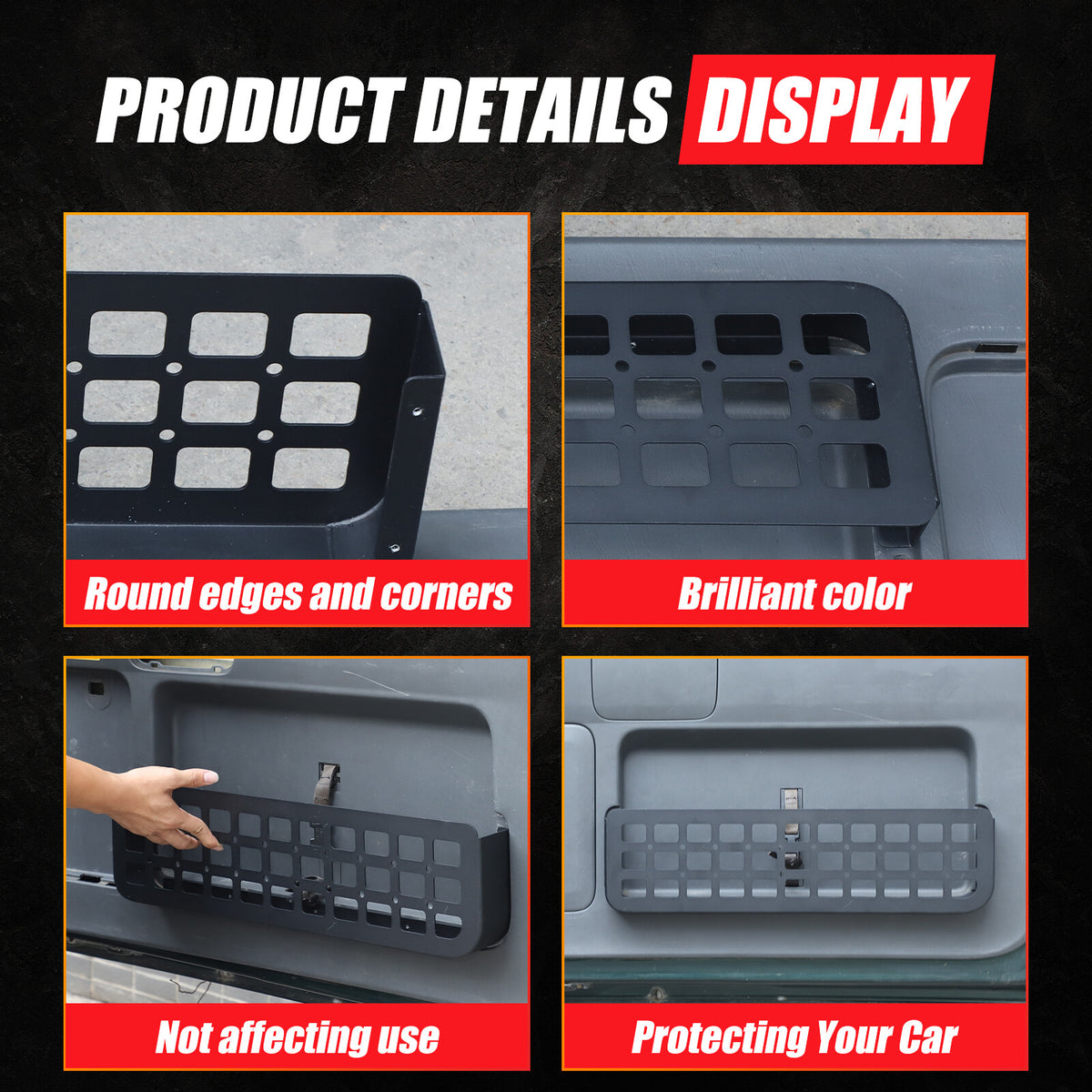Aluminum Alloy Tailgate Storage Molle Panel For Toyota Prado FJ120 03-09 9