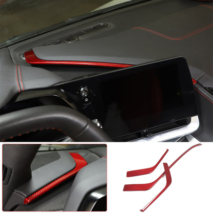 Red Real Carbon Fiber Center Console Side Instrument Trim For Corvette C8 20-25 8