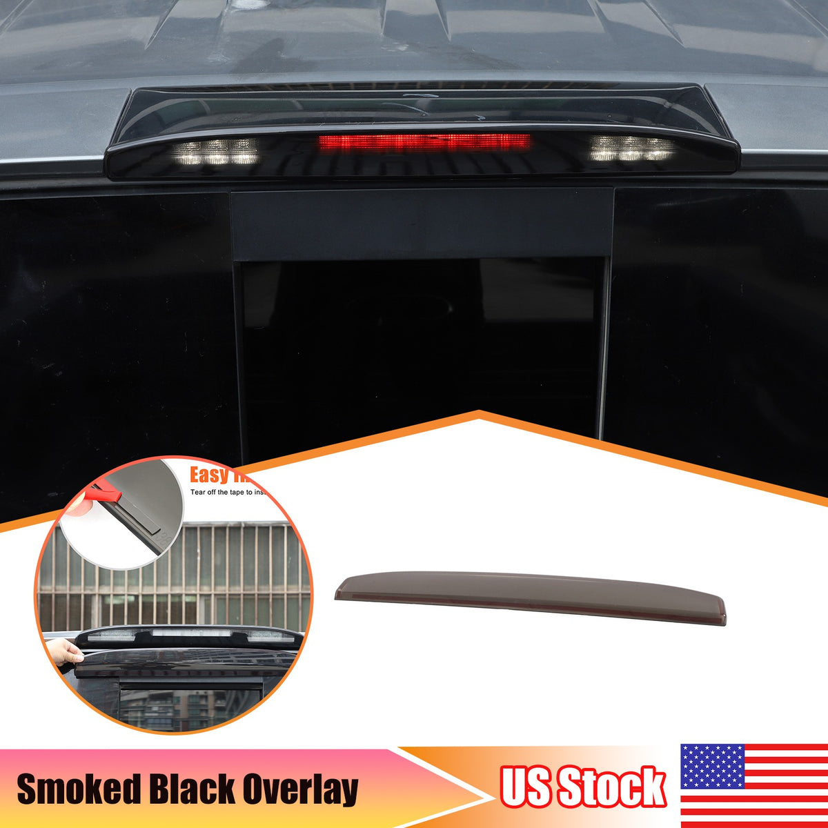Smoked Black ABS High Mount Brake Light Trim Cover For Nissan Titan 2016+ US 1