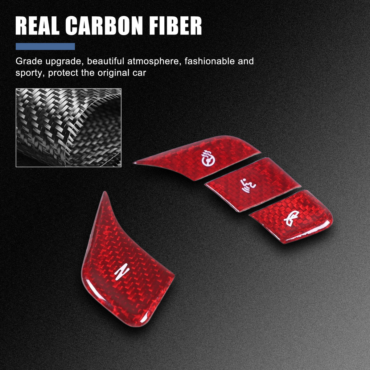 Red Real Carbon Fiber Full Interior Set Decor Trim Kit for Corvette C8 20-25 - Styles 51-55 35