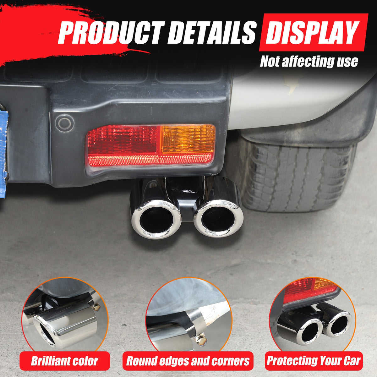 Silver Stainless Steel Exhaust Tail Pipe Tip For Toyota FJ Cruiser 2007-2021 US 12