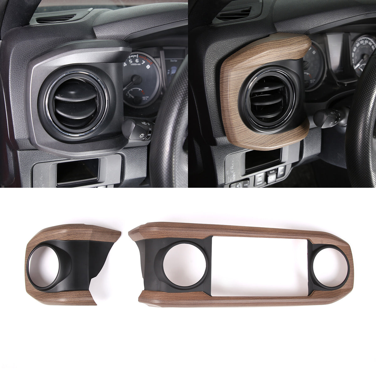 Wood Grain Interior Center Console Cover Trim For Toyota Tacoma 2016-2023 8