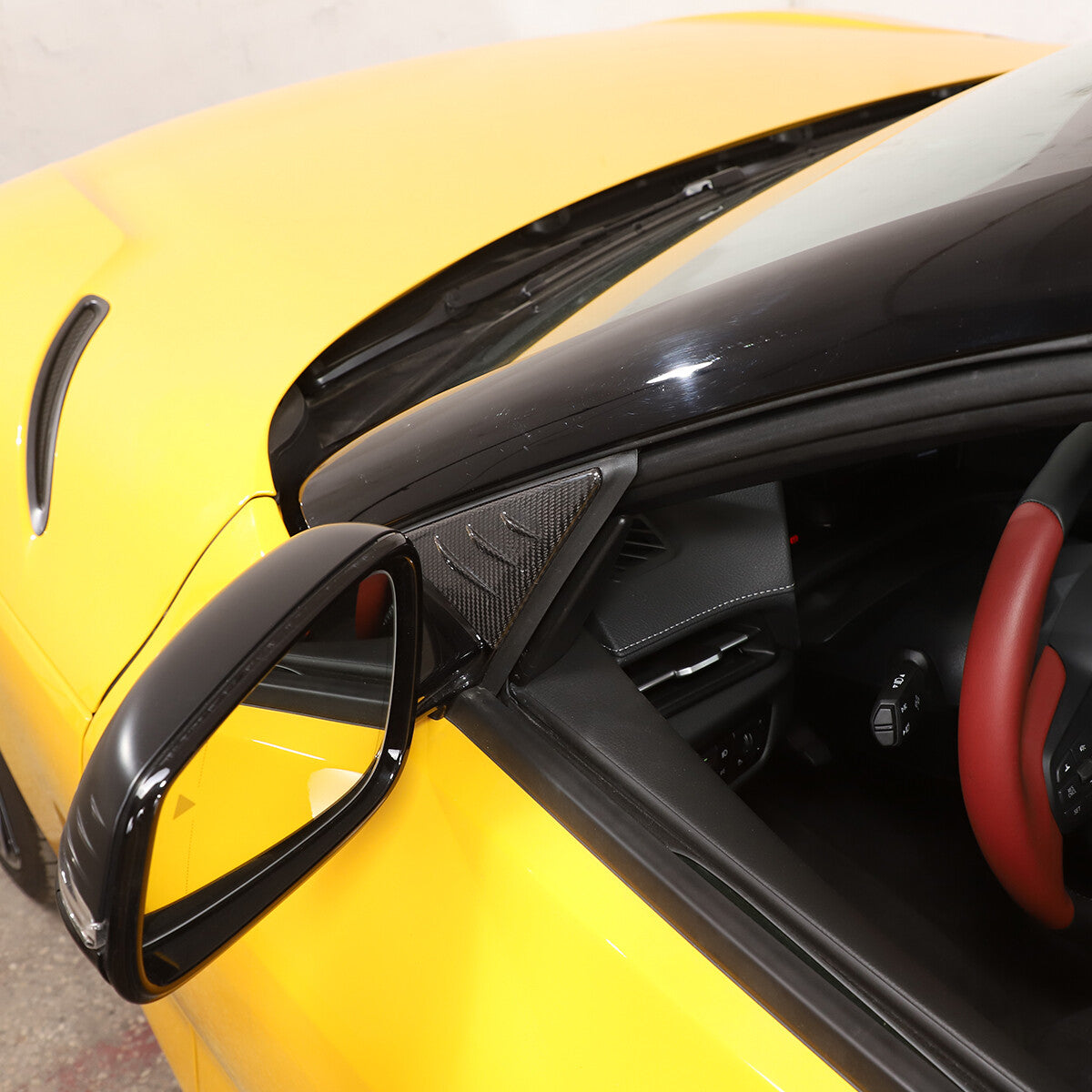 Carbon fiber anti-wind buffeting mirror Wind deflector For Toyota Supra A90 19+ 8