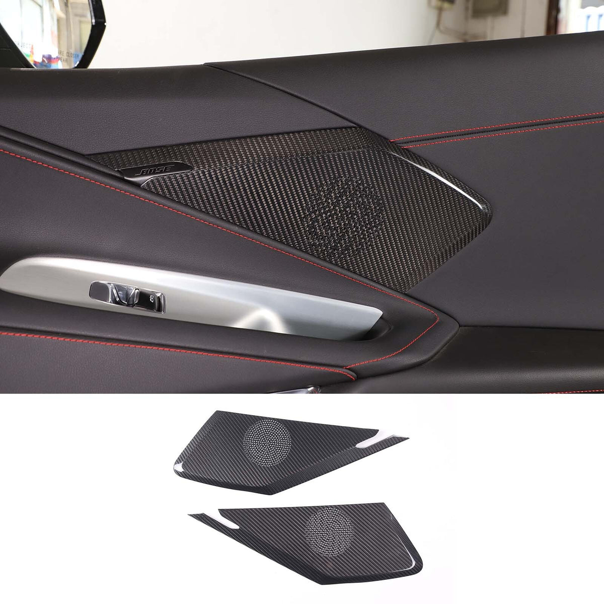 Black Door Sound Speaker Cover REAL HARD Carbon Fiber For Corvette C8 1LT 20-26 5