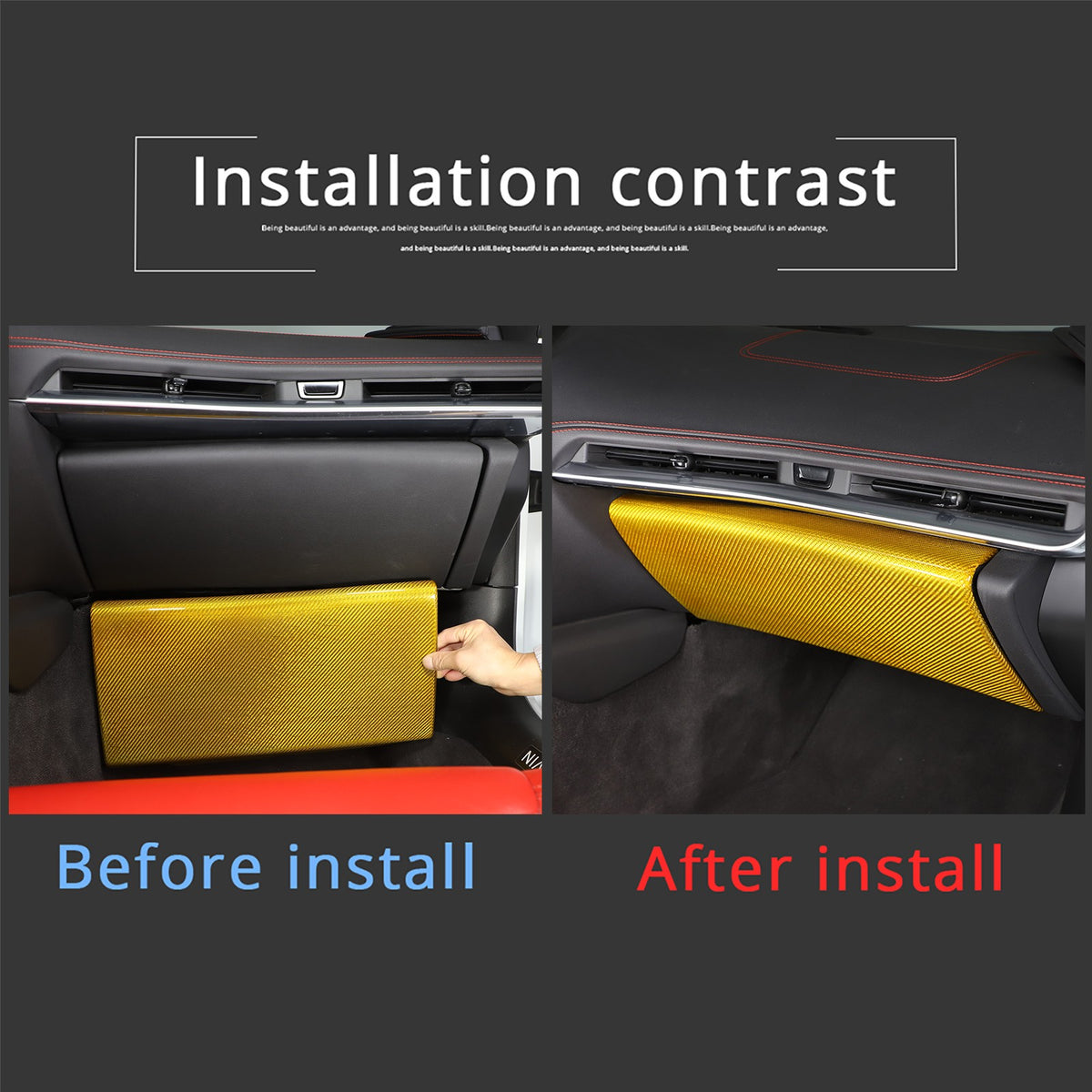 Yellow Carbon Fiber Co-pilot Storage Glove Box Trim For Corvette C8 2020-26 11