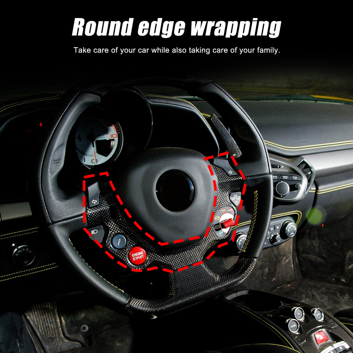 Red Real Carbon Fiber Center Interior Set Cover Trim Kit For Ferrari 458 2011-16 5
