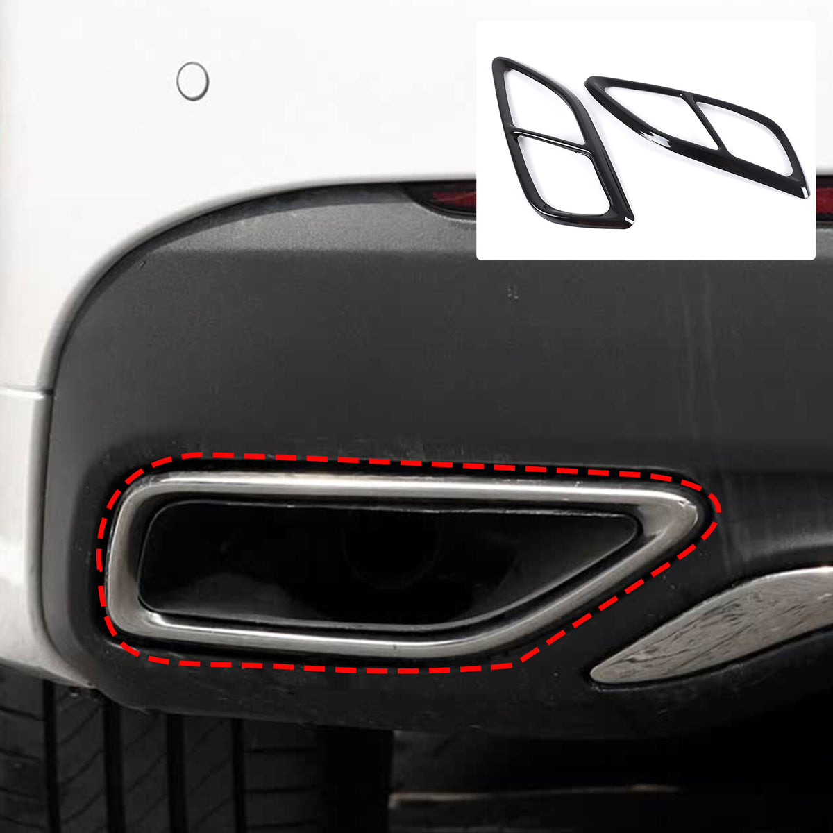 Stainless Steel Glossy Black Quad Exhaust Tailpipe Trim For Lincoln MKZ 2017-21 12