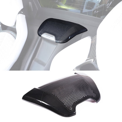 Real Carbon Fiber Rear Charger Speaker Cover Trim For Corvette C8 Convertible 2