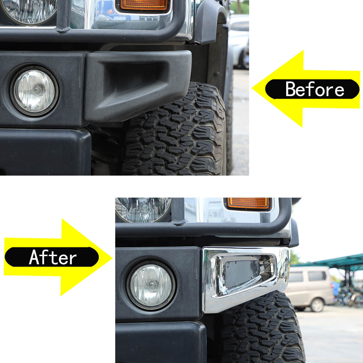 Chrome Front Bumper & Side Cover Trim Kit For Hummer H2 SUV SUT 2003-2009 12