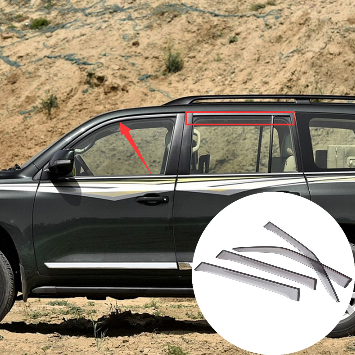 Window Rain Guards Visor Rain Guard Wind Deflector For Toyota Land Cruiser LC300 1