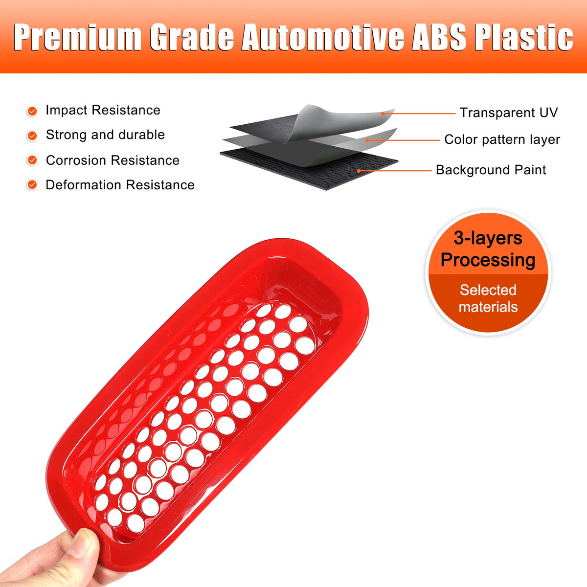 Sport Red ABS Front Grille Insect Screen Trim For Hummer H3 2005-2009 18