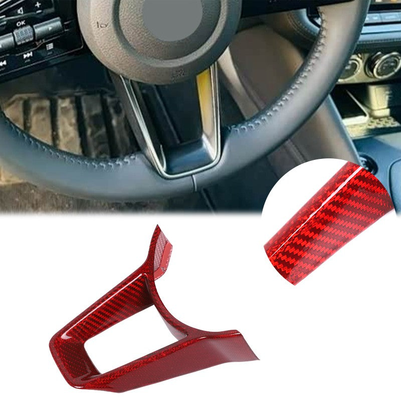 Red Real Carbon Fiber Steering Wheel U-Shape Base Trim For Nissan 400Z Z34 20