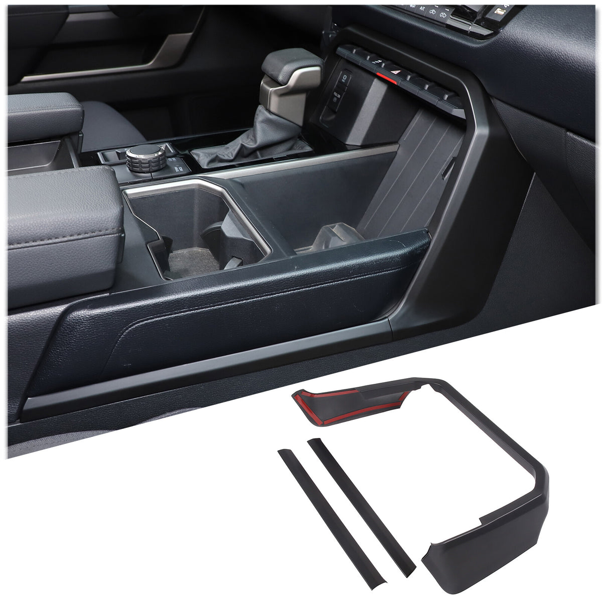 Matte Black ABS Center Console Frame Trim Cover For Tundra / Sequoia 2022-26 US 2