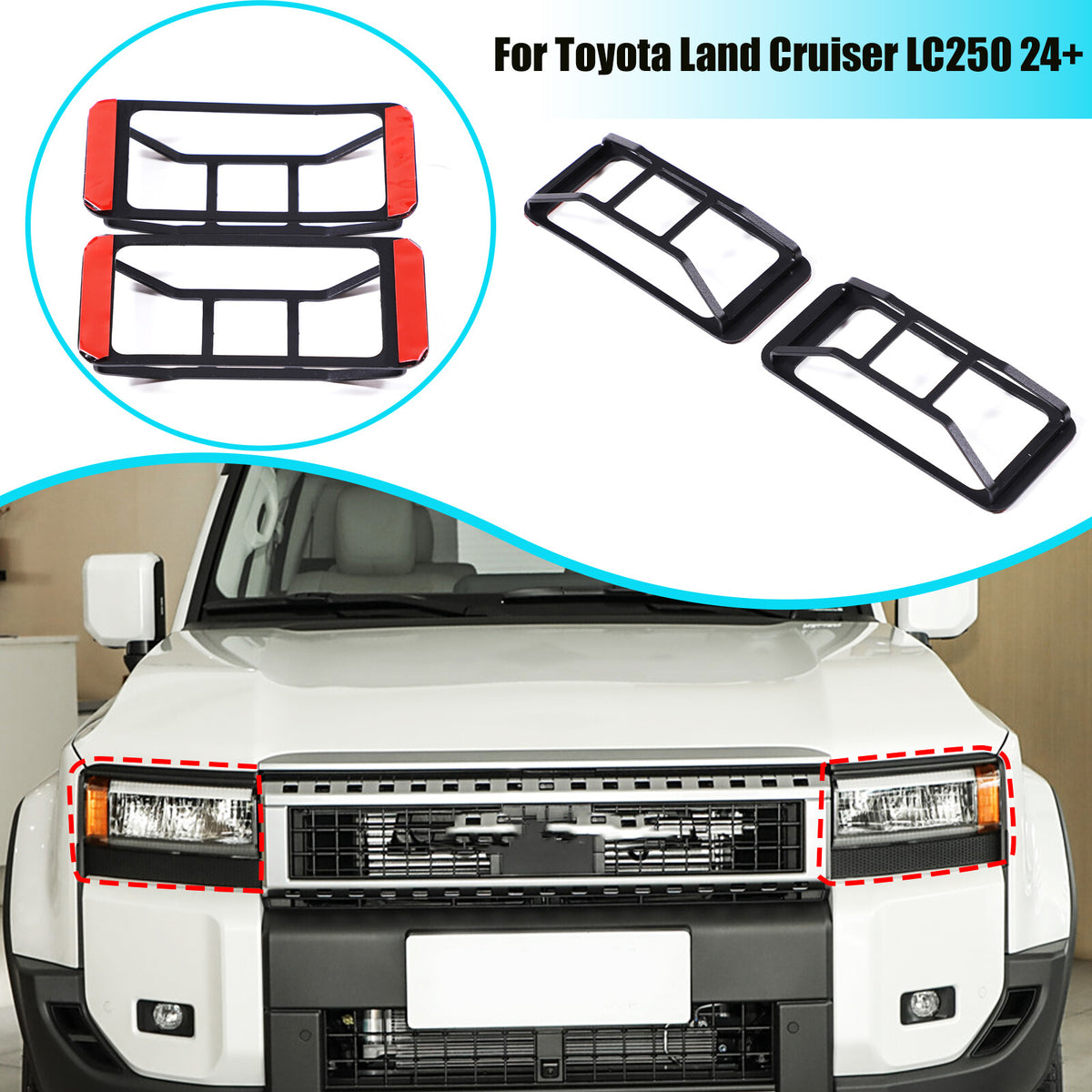 Steel Front Fog Light Lamp Cover Trim Ring For Toyota Land Cruiser LC250 24+ 1