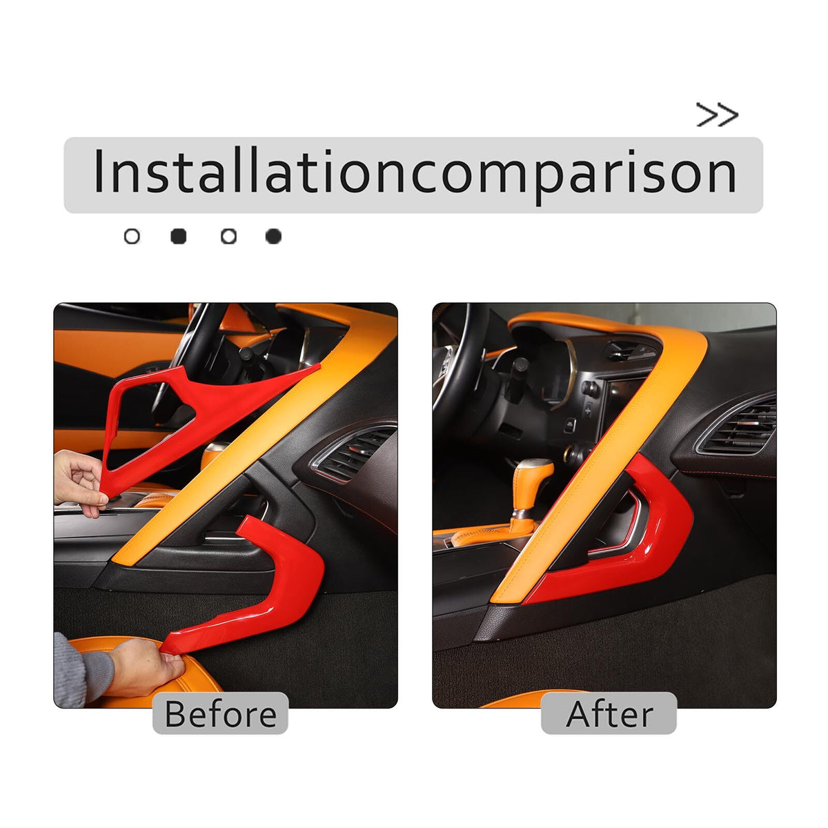 Sports Red ABS Interior Decoration Cover Trim Kit For Corvette C7 2014-19 - Styles 6-10 15